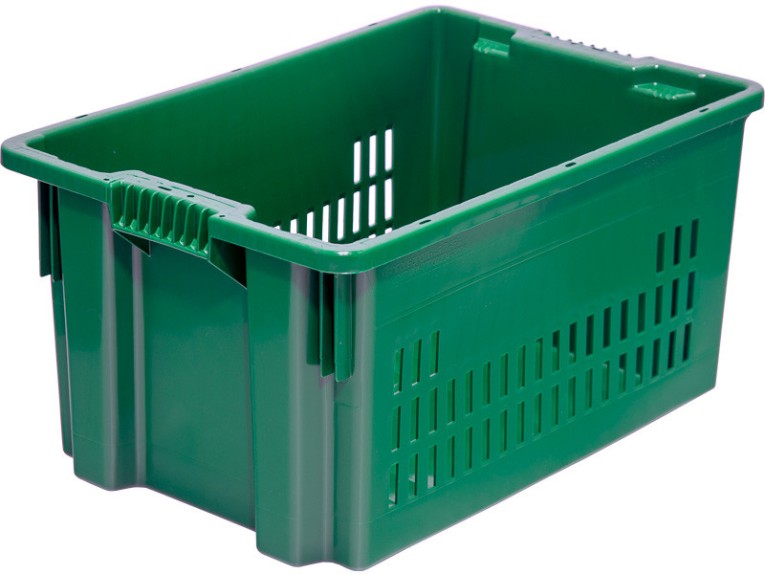 Ящик 600х400х300 дно сплошное, стенки перфорированные цв. зелёный купить в Великом Новгороде