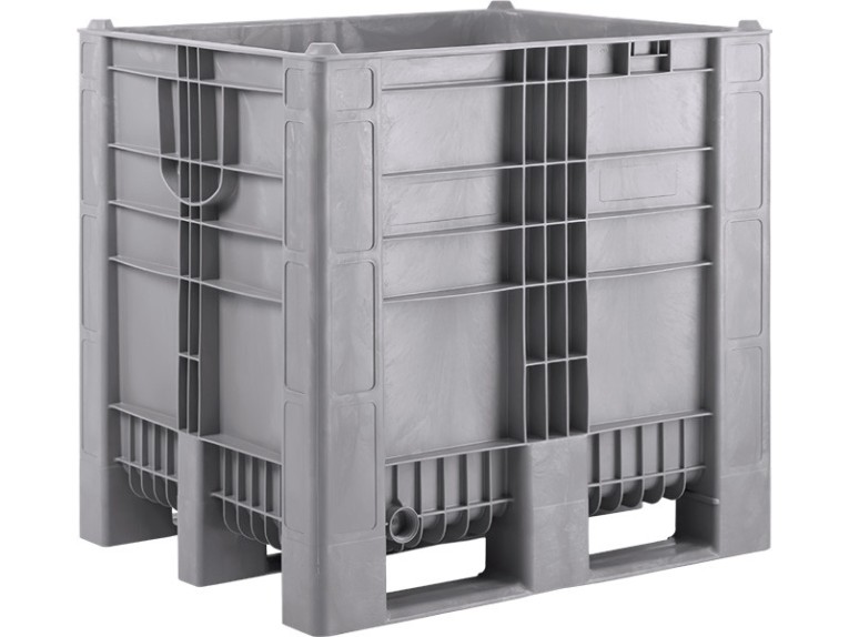 BoxPallet 1200х1000х1140 сплошной, на 3-х полозьях серый купить в Великом Новгороде