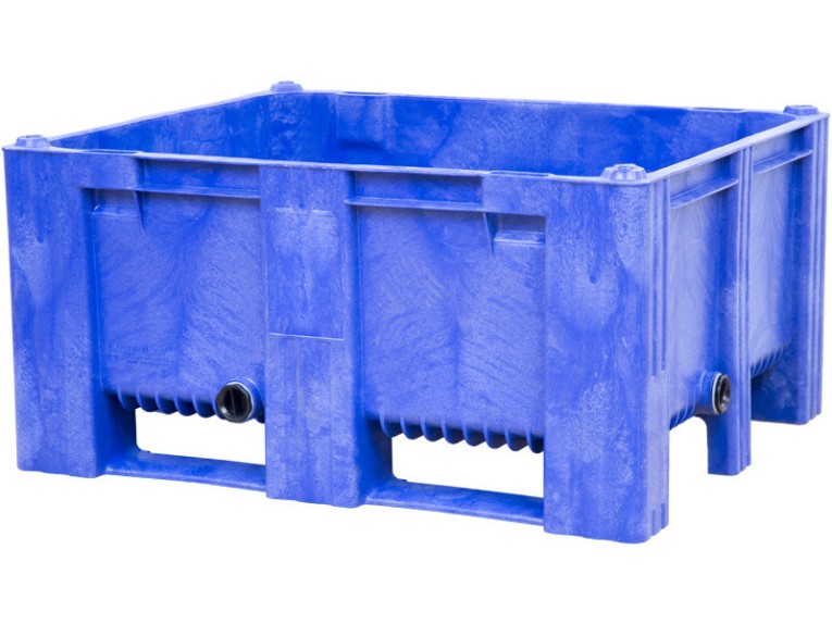 BoxPallet 1200х1000х580 мм сплошной на 2-х полозьях синий с 2 СП2 купить в Великом Новгороде
