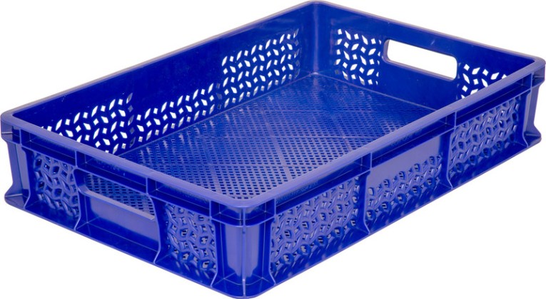 Ящик 600х400х120 мороз. перфорированный, с ручками синий купить в Великом Новгороде Ящик 600х400х120 мороз. перфорированный, с ручками синий купить в Великом Новгороде