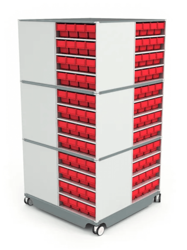 КП-02 Кассетница поворотная с красными ящиками купить в Великом Новгороде КП-02 Кассетница поворотная с красными ящиками купить в Великом Новгороде