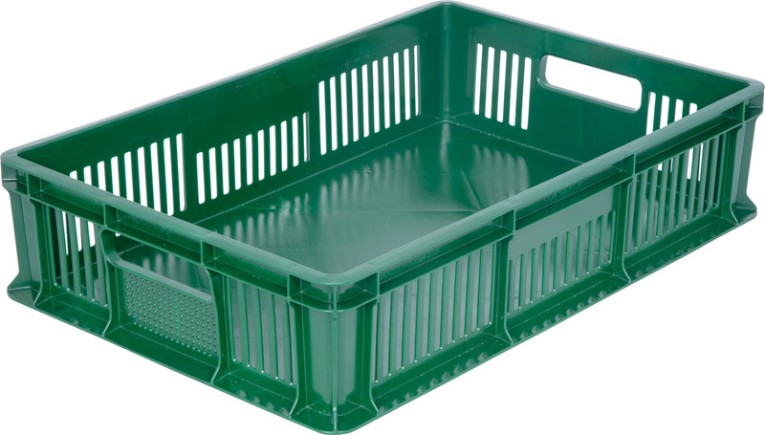 Ящик 600х400х140 мм дно сплош.стенки перф.с ручками зеленый купить в Великом Новгороде Ящик 600х400х140 мм дно сплош.стенки перф.с ручками зеленый купить в Великом Новгороде