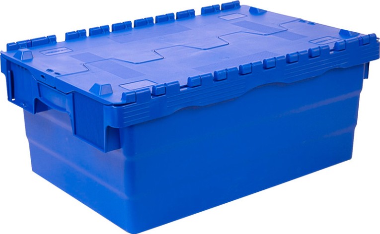 Ящик п/э 600х400х250 сплошной синий с крышкой купить в Великом Новгороде Ящик п/э 600х400х250 сплошной синий с крышкой купить в Великом Новгороде