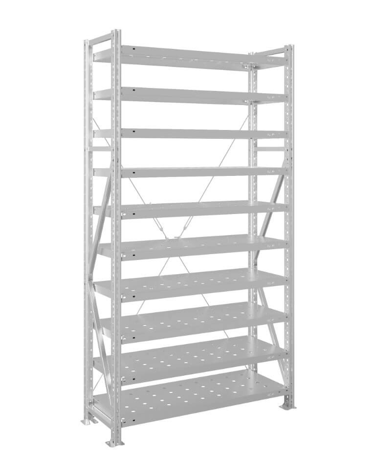 Стеллаж MS U 2500x1200x300 10 полок (280 кг, перф) купить в Великом Новгороде
