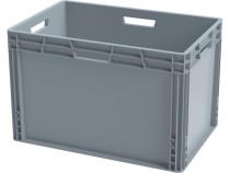 Ящик 600х400х320 сплошной, усиленное дно, цв. серый Ящик 600х400х320 сплошной, усиленное дно, цв. серый