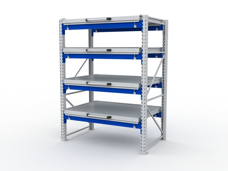 Стеллаж с выкатными платформами S-HEAVY 1000/1300 (4 яруса хранения) купить в Великом Новгороде Стеллаж с выкатными платформами S-HEAVY 1000/1300 (4 яруса хранения) купить в Великом Новгороде