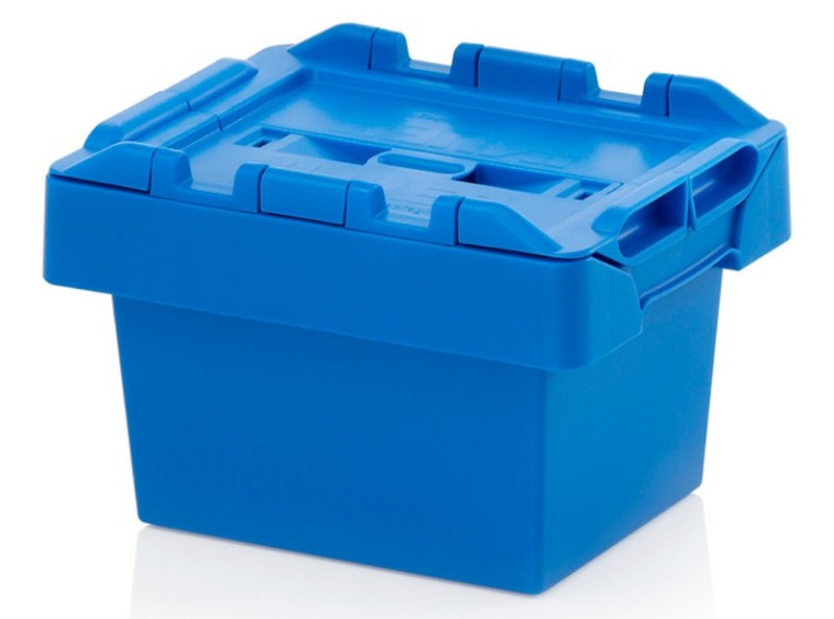 Ящик 300х200х190 с крышкой цв. синий купить в Великом Новгороде